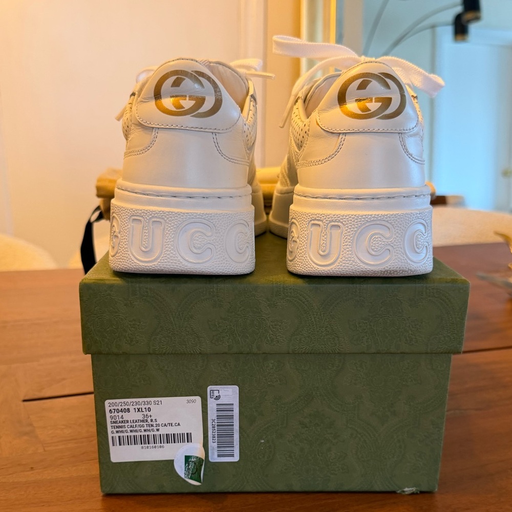 Gucci GG Embossed Leather Sneakers - Picture 4 of 8